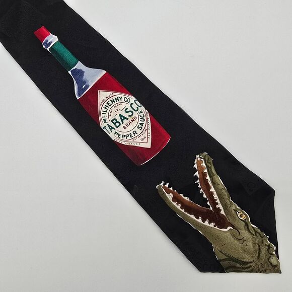VTG Tabasco Greedy Gator Men's Silk Tie 4x58 - Picture 1 of 6